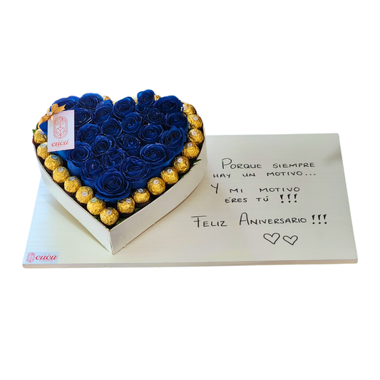 Corazón Motivo de Amor Azul